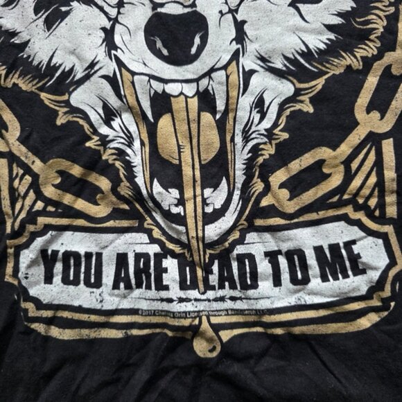 Black Graphic T-Shirt with Wolf Design - Picture 2 of 7